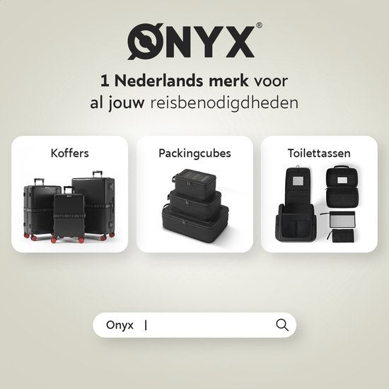 ONYX Toilettas Zwart - Make Up Tasje - Cosmetica Organizer - Slimme Indeling - Beautycase & Make-Up Spiegel - Toiletzak Hangbaar met Haak - Dames en Heren - Maat: M