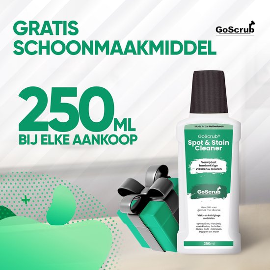 GoScrub Tapijtreiniger – Incl. Accessoires & Schoonmaakmiddel – 600 W – 18 x 35 x 30 cm – Zwart/Wit