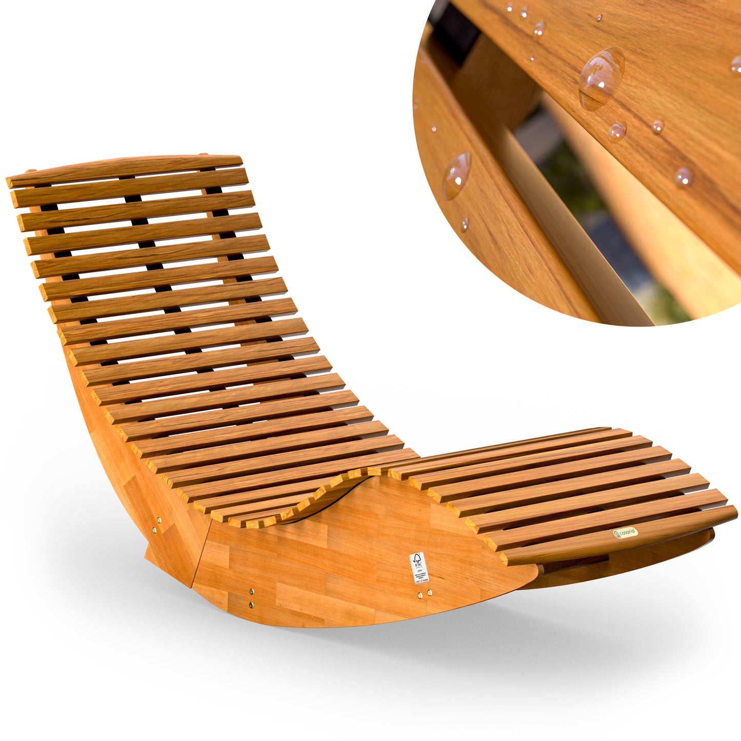 CASARIA Schommelligstoel Java – Ergonomisch Ligbed Van Duurzaam FSC-Acaciahout – Opvouwbaar En Weerbestendig – Voor Tuin En Terras – 154 x 60 x 78 cm