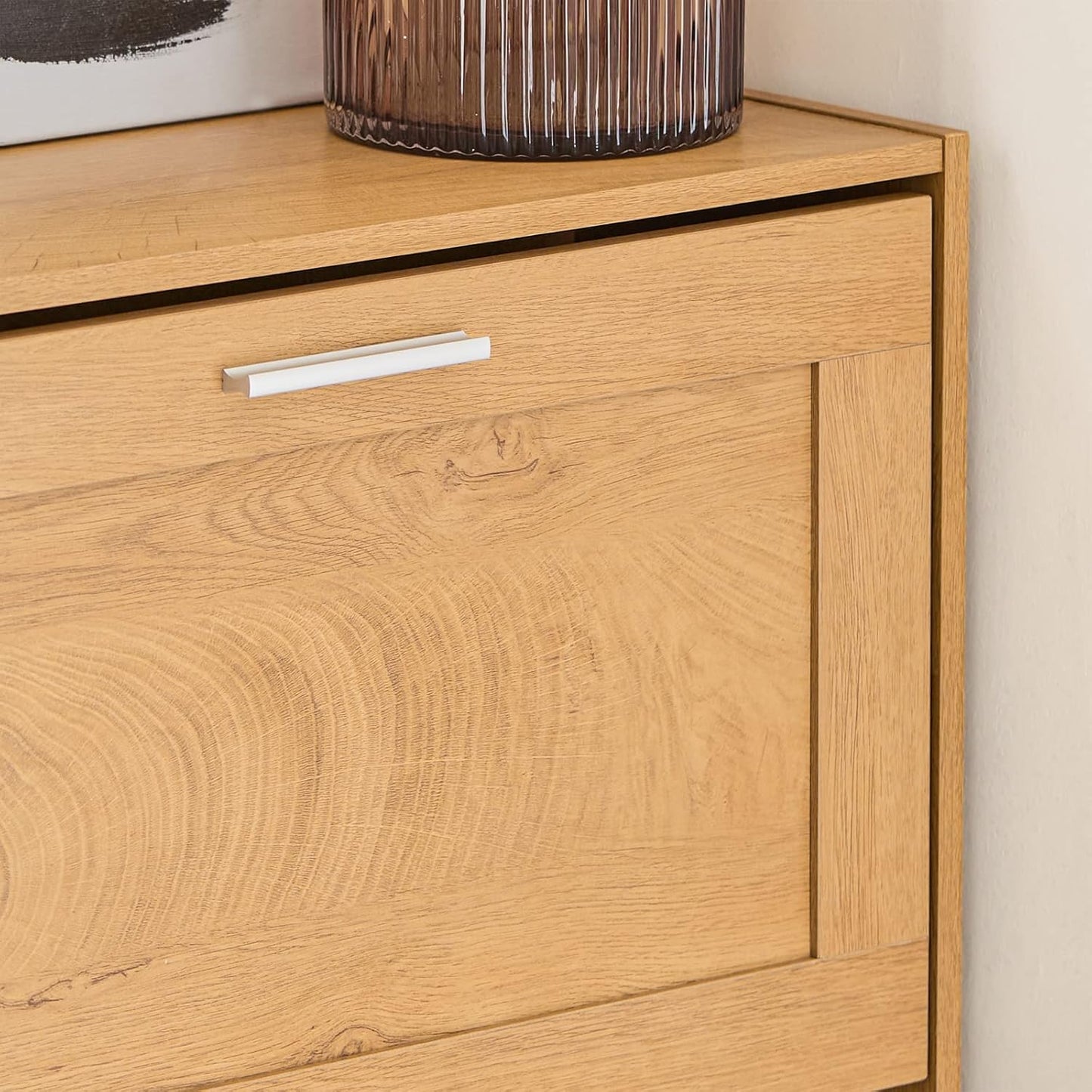 SoBuy FSR137-N Entreekast - Houtcomposiet met 2 Kleppen & Smal Design - Bruin