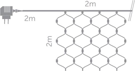 Netlight Led 2x2m 144l Warmwit Steadyzwarte Draad - 36v - Ext. 2m