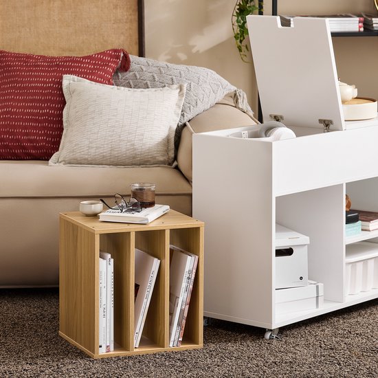 SoBuy FBT134-W Printerkast - Witte Kantooropbergkast met 4 Wielen
