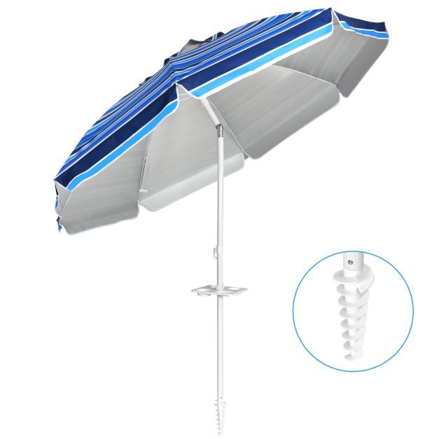 Coast Strandparasol 220 cm - UPF50+ - Kantelbaar - Met Bekerhouder/Draagtas
