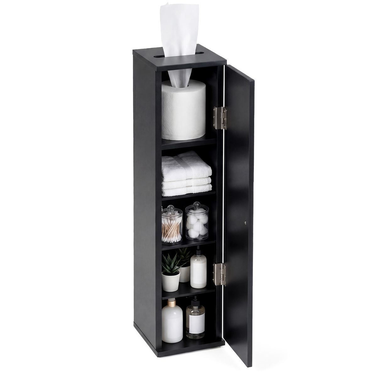 Coast Smalle Badkamerkast - verstelbare en uitneembare planken - 16 x 17 x 69 cm - zwart