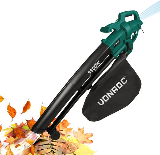 VONROC Bladblazer – Zuigen & Versnipperen – 3300 W – Incl. 40 liter Opvangzak – Zwart