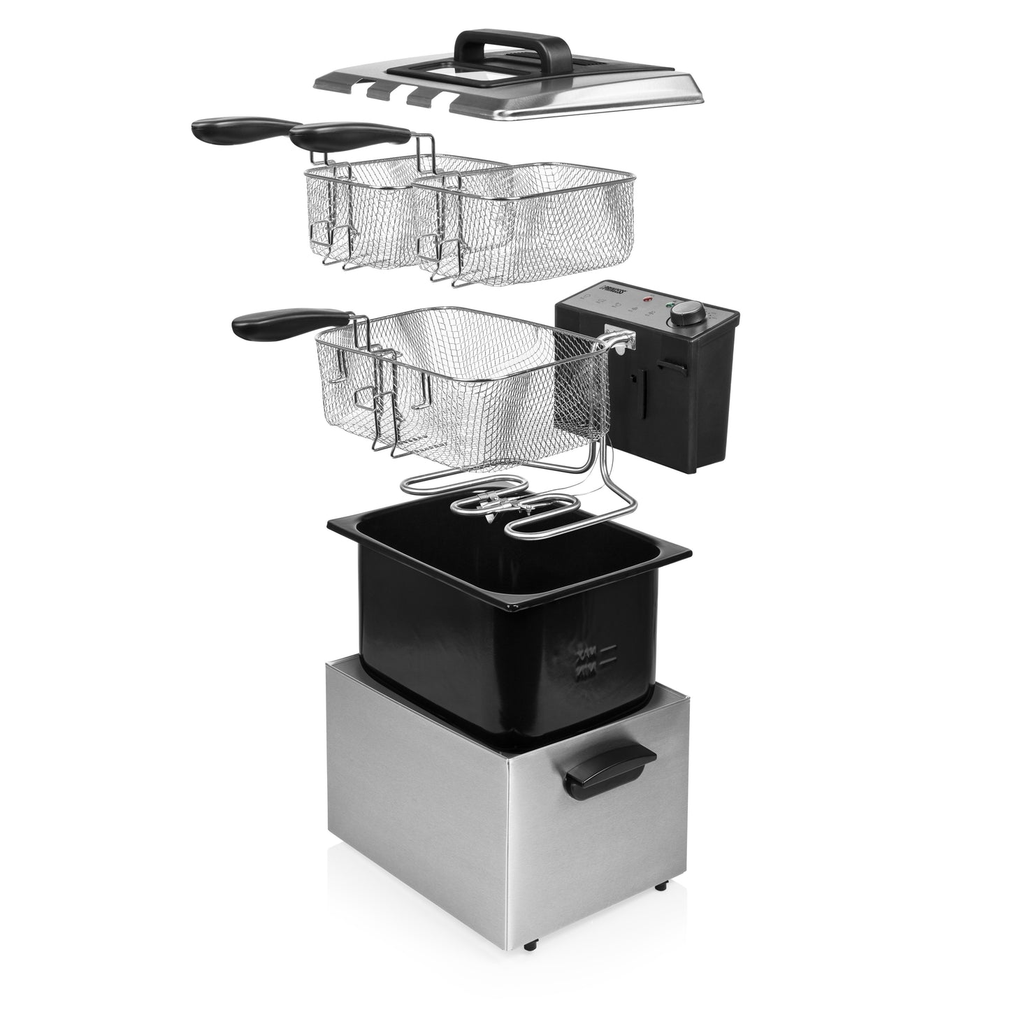 Princess 185000 Friteuse - 5L - 3270W - 3 Frituurmanden - RVS/Zwart