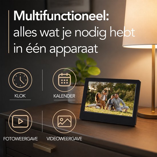 Brixy Dementieklok XXL - 24 Alarmfuncties - Incl. Afstandsbediening - Automatische Dimfunctie - Kalenderklok - Zwart
