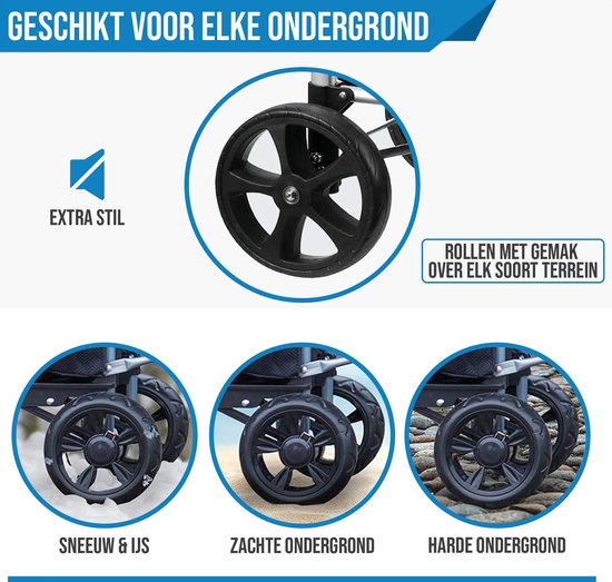 Strex Boodschappentrolley met Wielen - Opvouwbaar - Afneembare Boodschappentas - Boodschappenwagen