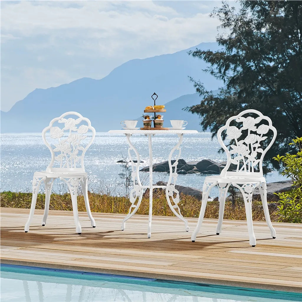 Yaheetech Bistroset - 3-delig - Vintage - Metaal - Wit