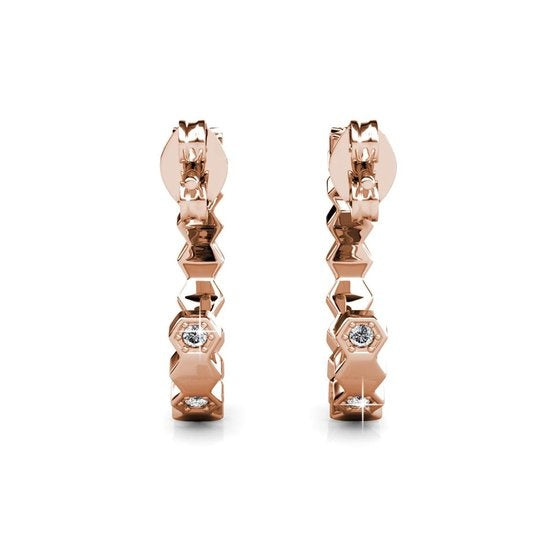 Yolora – Dames Oorbellen Oorringen – Diameter 20 mm & Kalpa Camaka Kristallen – Voorzien Van 18k Roségoud Plating En Luxe Giftbox – Voor Moederdag En Verjaardagen – Rosé 18k Roségoud Verguld