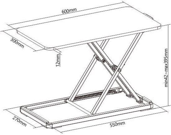 VDD Gaming - Zit sta bureau in hoogte verstelbaar - Zwart- 60x30cm
