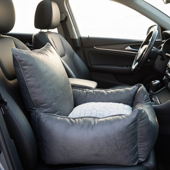 By Cee Cee Hondenmand Auto – Zeer Luxe Auto Hondenmand - Autostoel Hond Achterbank - Automand Hond - Hondendeken Auto - Autozit Hond - Ook Voor Bijrijdersstoel – Antraciet - Ameline