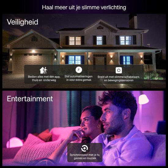 Philips Hue Essential LED lamp - E27 fitting - bevat 3 lampen - aanpasbaar wit en gekleurd licht - standaard lampvorm - slimme verlichting