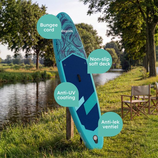 LifeGoods SUP Board Allround Compact - 100 KG Draagkracht - 300 x 76 cm - Opblaasbaar - Compleet SUP pakket - Blauw