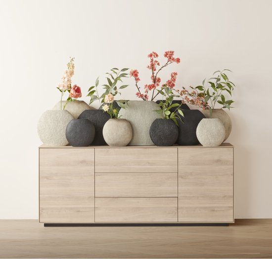 Light & Living Vaas Mashaba - Zand - 50x20.5x45.5cm - Kunststof - Modern - Bloemenvaas - Woondecoratie - Decoratieve vaas voor woonkamer of slaapkamer