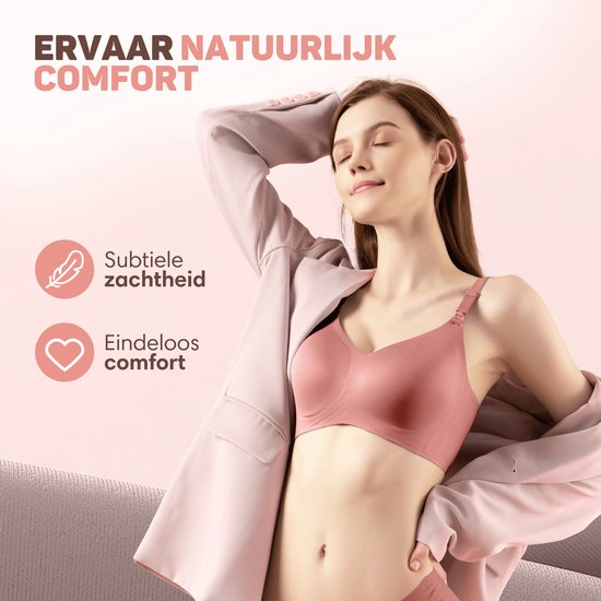 Vulpes Goods® BabyCare – Voedingsbh Zonder Beugels – Naadloos – Borstvoeding – Roze – Maat M