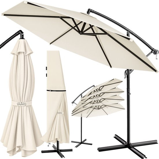 Kingsleeve Zweefparasol - Ø330cm UV-Bescherming 80+ Slinger - Crème