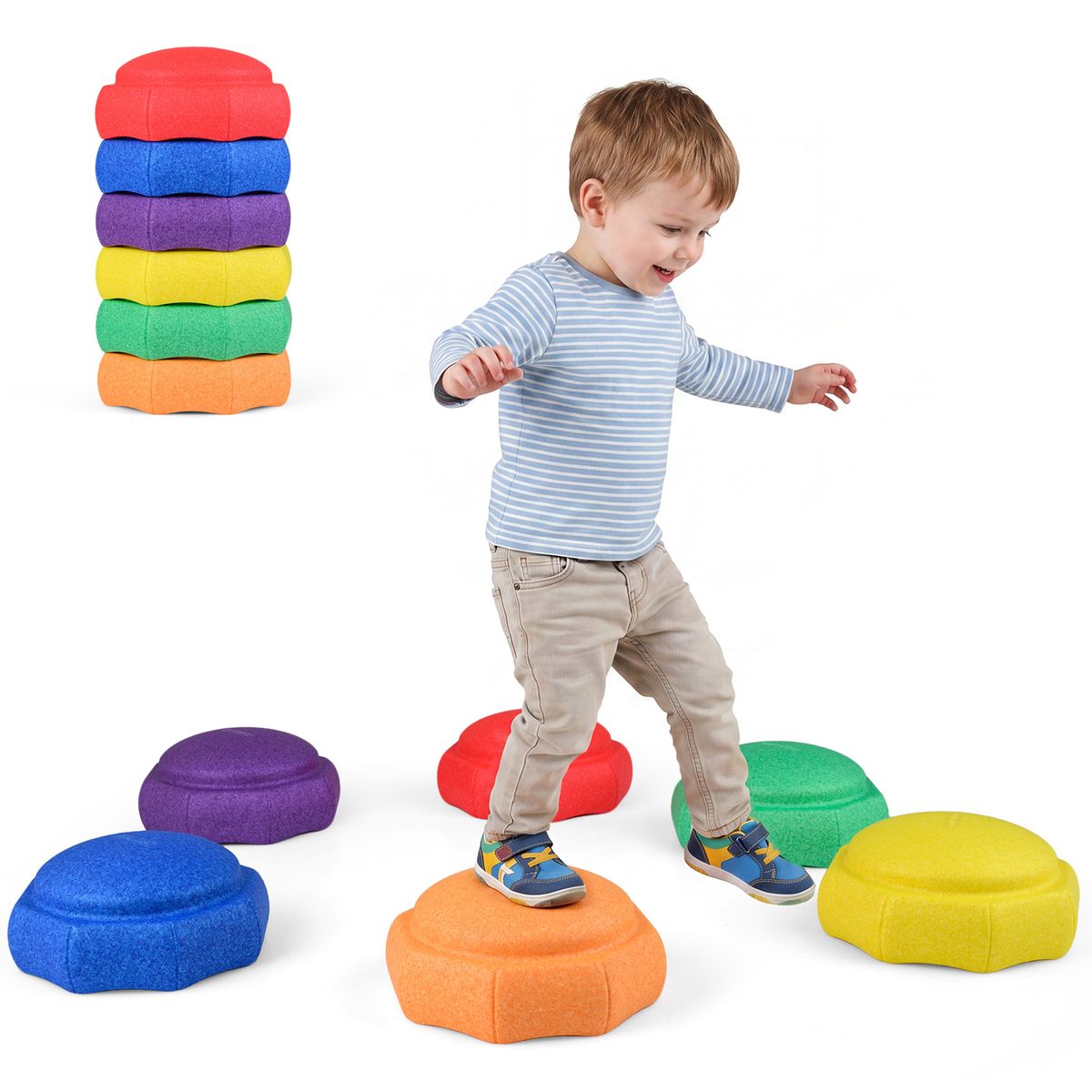 Coast Balansstenen voor kinderen - 6-delige set - antislip - stapelbaar - meerkleurig