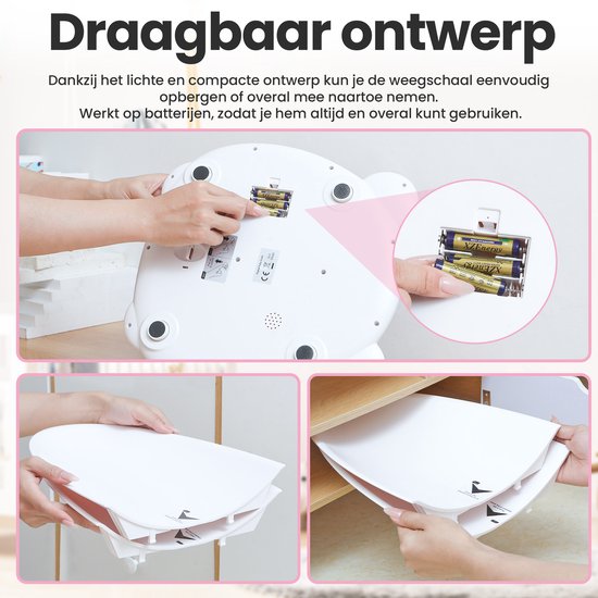 Babyweegschaal - met Weegplateau - Digitale Weegschaal - met Tarra Functie en App - 50g tot 200KG - Wit - van Faas