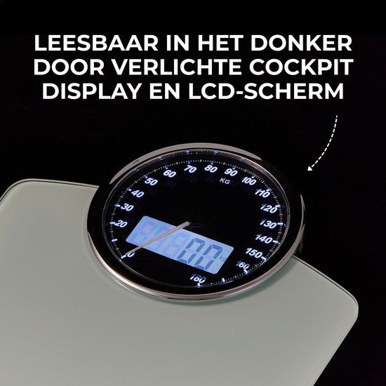 LUCAVITA® Personenweegschaal Dual Display Retro met Meetlint Lichaam - Digitaal - Analoog - Analoge - Beste Koop - Vintage