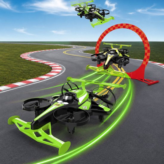 Gear2Play Drive & Fly Drone Racer groen - 2-in-1 Drone die rijdt en vliegt - Incl. Stunt accessoires en oplaadbare batterij