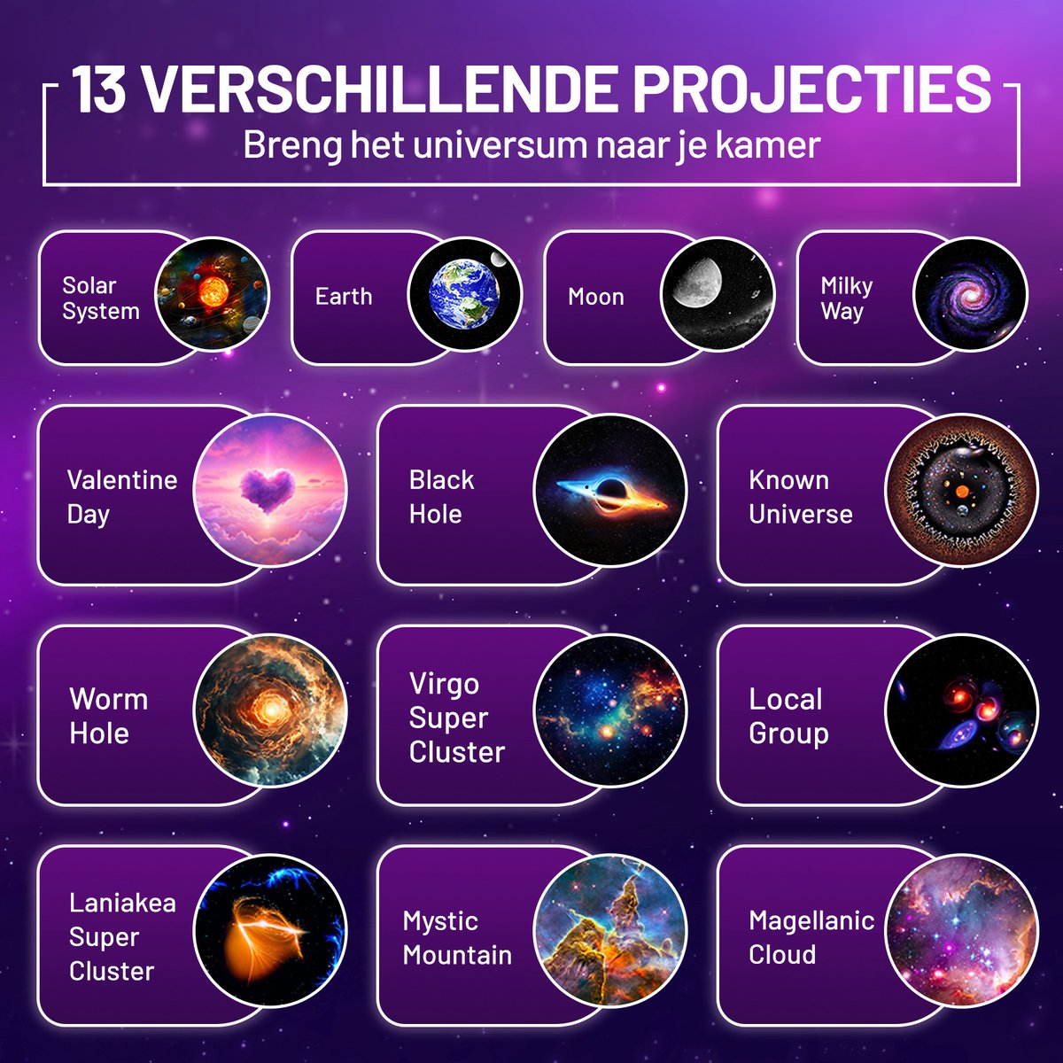 MostEssential Projectorlamp PRO Edition 12-in-1 Galaxy Projector - Ø 11.8 cm - Kleur: Zwart
