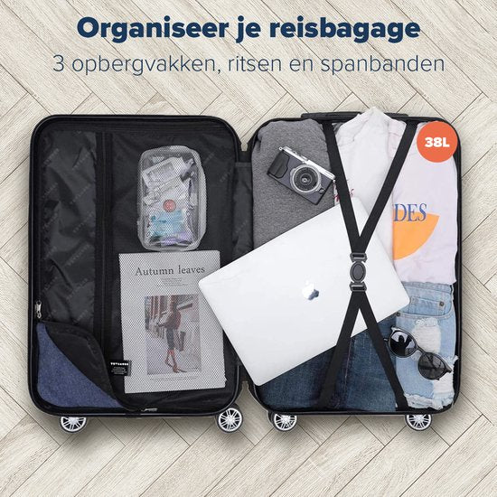 TRVLMORE Handbagage Koffer - 38L - Cijferslot - Lichtgewicht - Trolley - 54x36x20cm - Past binnen 55x40x20 cm - Zwart