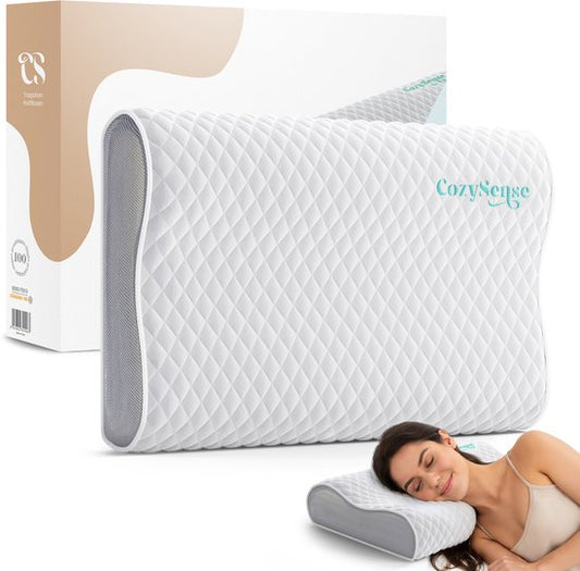 CozySense® Hoofdkussen - Orthopedisch Pillow - Ergonomisch Kussen - Traagschuim Tegen Nekklachten - Incl. Kussensloop & Draagtas - Medium Hardheid