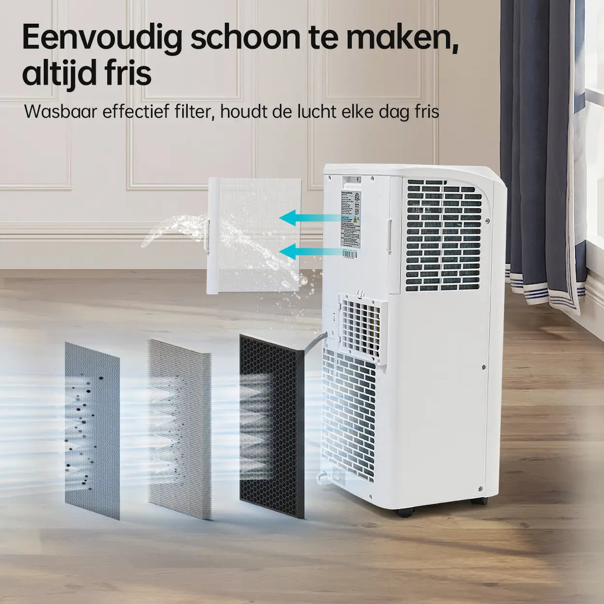 Humhold Mobiele Airconditioner 9000 BTU - 3-in-1 Koelen, Ontvochtigen en Ventileren - tot 33 m²