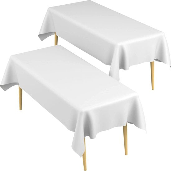 Partizzle 2x Plastic Wegwerp Tafelkleed - Bride to be Versiering - Kerst Bruiloft Huwelijk Decoratie - Verjaardag - Wit - 274 x 137 cm