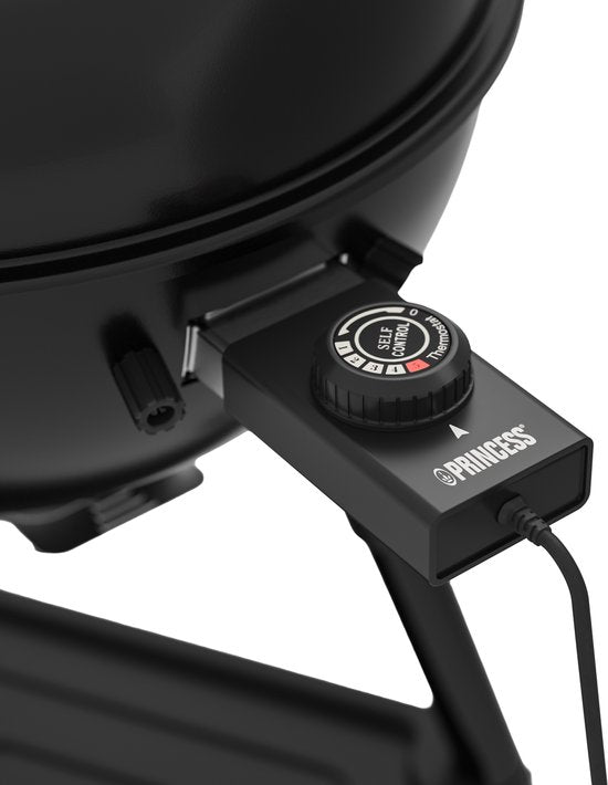 Princess Hybride Kogel BBQ - Elektrische en Houtskool Barbecue - 2000W - Verstelbare Afneembare Thermostaat - Grillrooster met coating - Deksel met Ingebouwde Thermometer - 112270