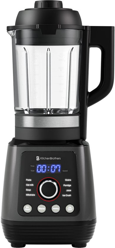 KitchenBrothers Blender - Thermoblender - 1.75L - Kookfunctie - 700+1000W - Smoothie Maker - IJscrusher - Zwart