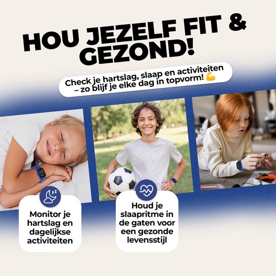 Denver Smartwatch Kinderen - Bellen/SMS/Whatsapp - Voor Android & iOS - Stappenteller - Slaapactiviteit - Hartslag, Bloeddrukmeter, Sportmodus - SWK120BU