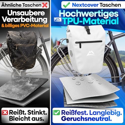 Nextcover AquaShield TPU Bagagedragertas, 100% Waterdicht met Kliksysteem en Rolsluiting, Reflecterend, 28 Liter