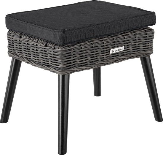 tectake - Wicker schommelstoel Rovigo met voetenbank Vibo - grijs - poly-rattan