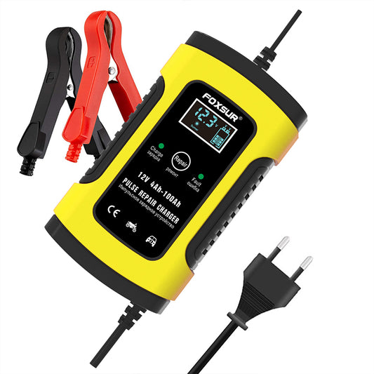 Foxsur Acculader 12V 5A - LCD Display - Pulse Repair - Motor en Auto