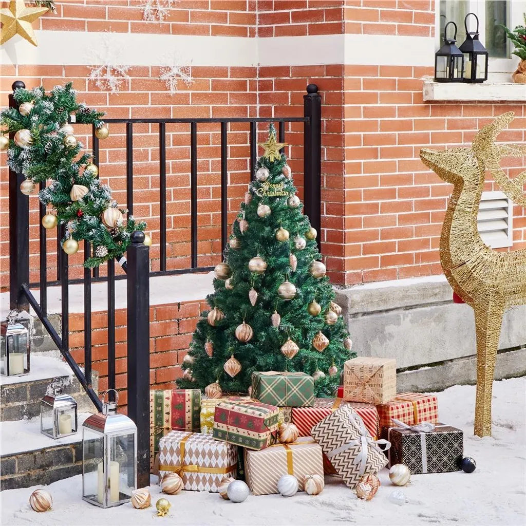 Yaheetech Kunstkerstboom 124 cm met Inklapbare Voet, Groen