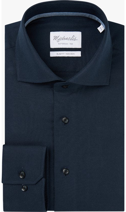 Michaelis slim fit heren overhemd - dobby - groen - Strijkvriendelijk - Boordmaat: 40