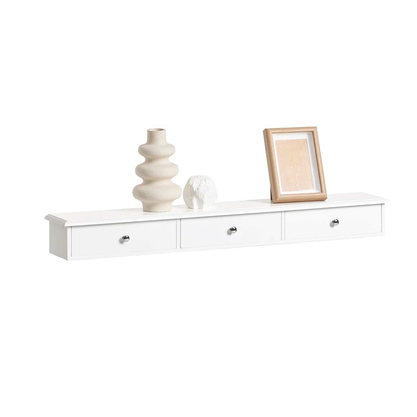 SoBuy Wandplank Met 3 Lades – 91 x 15 x 10 cm – MDF Wit – Modern & Functioneel – Max. 10 kg