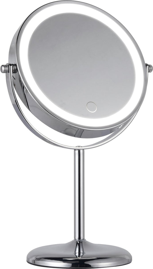 Roobah LED make-upspiegel - 1x en 10x vergroting - Oplaadbaar - Ø 20 cm - Chroom