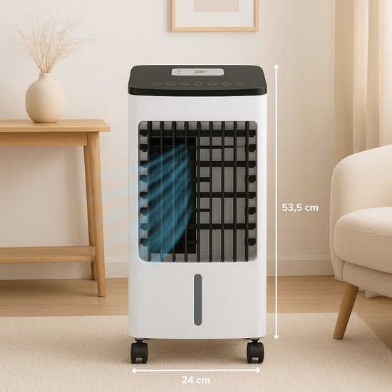 Lifetime Air Aircooler met Koelelementen - Ventilator, Luchtbevochtiger en Luchtkoeler - 55dB - Afstandsbediening en Timer - Watertank 4L - 22 x 24 x 53,5 cm