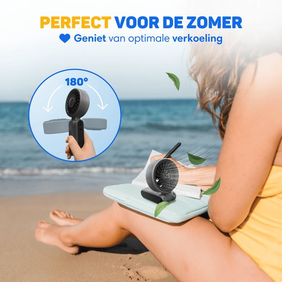 Vulpes Goods® Tech – Handventilator PRO 3in1 – USB Oplaadbaar & Draagbaar – Nekventilator – 14u Koeling
