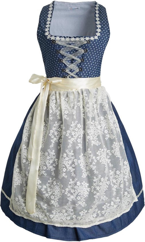 Dressforfun Midi-Dirndl Kleinwalsertal model 2 M - verkleedkleding kostuum halloween verkleden feestkleding carnavalskleding carnaval feestkledij partykleding - 304641