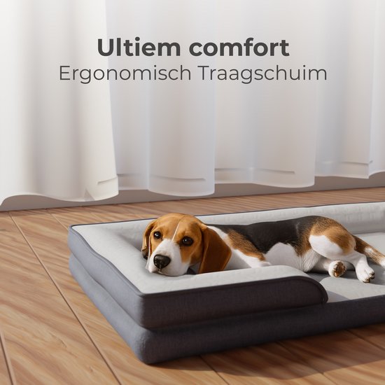 CozySense® Orthopedische Hondenmand 100 x 70 cm - Maat XL - Waterdicht Hondenbed met Wasbare Hoes - Geschikt Als Benchkussen - Wit