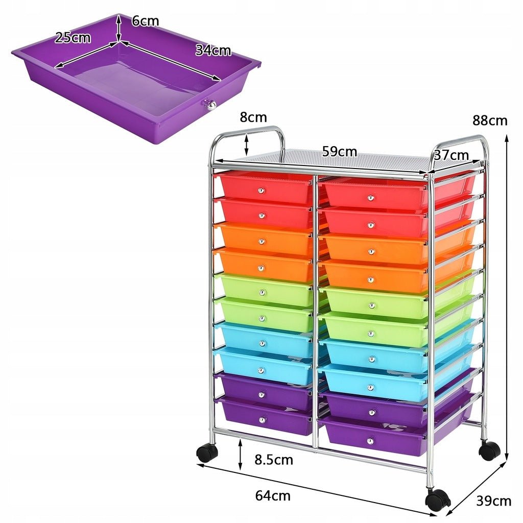 Coast Organizer - 20 Lades - 4 zwenkwielen - 88 x 64 x 39cm