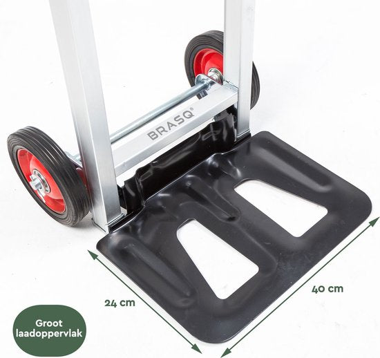 BRASQ Steekwagen opvouwbaar Staal - 90 KG Draagvermogen - Transportwagen - Plateauwagen - Steekkar - Trolley