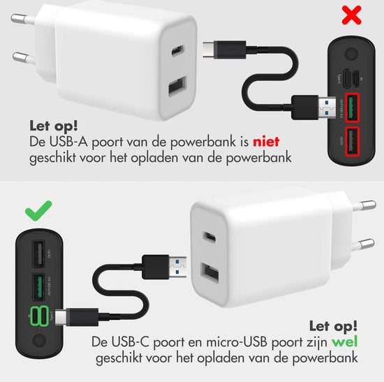 imoshion Powerbank 20000 mAh - Snellader 22.5W - LED indicator - USB C & USB A - Geschikt voor o.a. iPhone en Samsung - Universeel - Lila