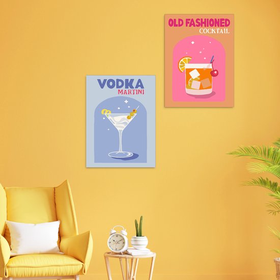 Rubye® Schilderen Op Nummer Volwassenen – Vodka Martini - Cocktails – Inclusief Verf en Penselen – Canvas Schildersdoek - Kleuren op Nummer - Dubbele Set - 15x20cm