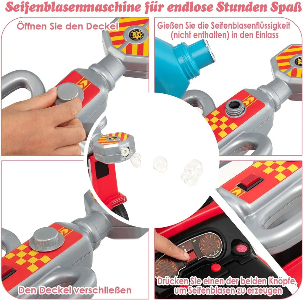 Coast Children's Fire Motor met zeepbelpistool voor kinderen van 18-36 maanden rood