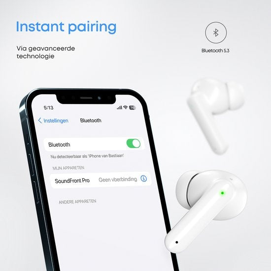 SoundFront Pro Draadloze Oordopjes - Bluetooth Oortjes - Earpods - Geschikt voor Apple & Android - Wit